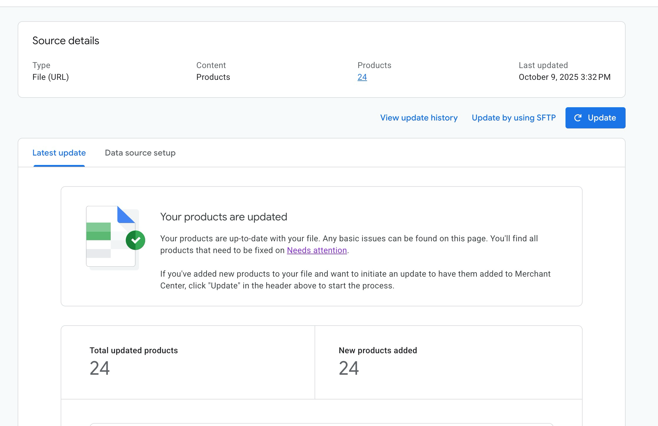 Product import progress in Google Merchant Center
