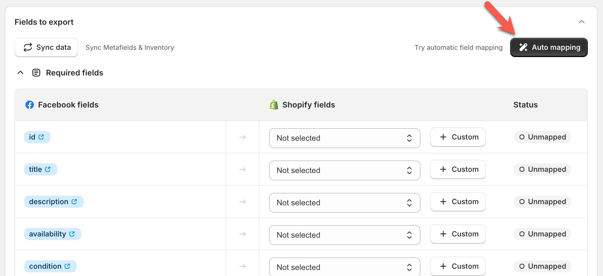 Auto mapping feature