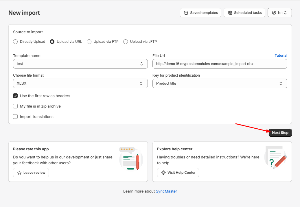 Upload File Step