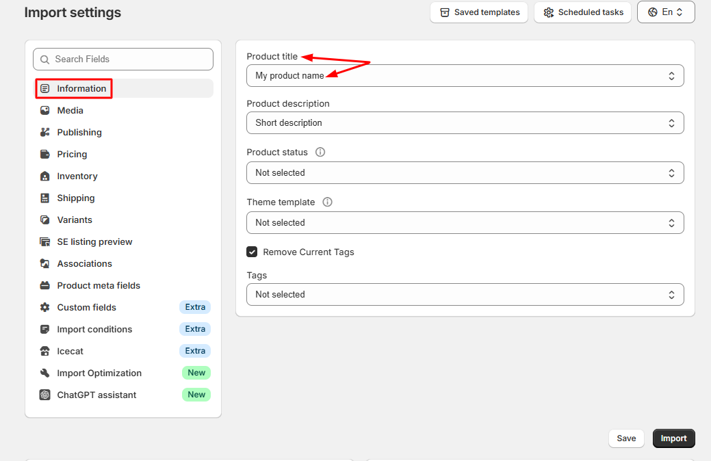 Select Custom Field for Product Title