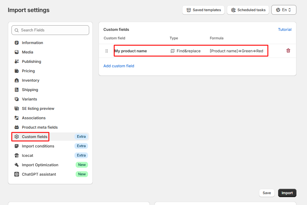 Custom Field Find Replace Settings