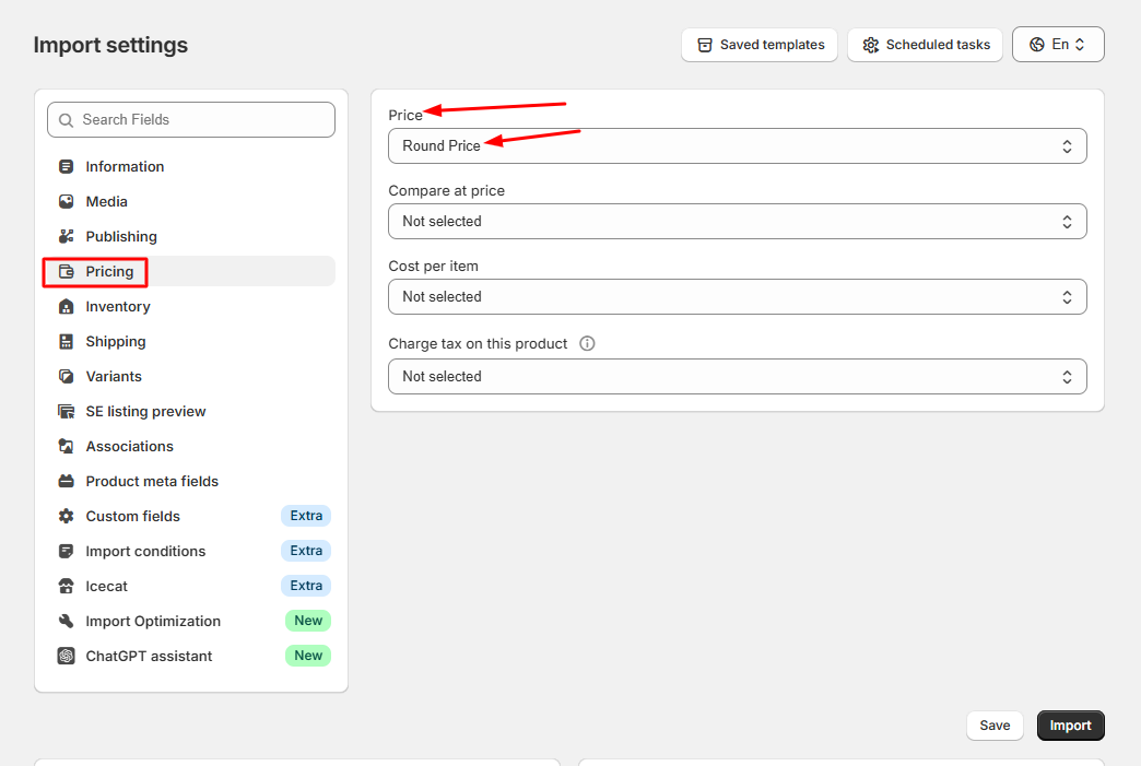 Select Custom Field for Pricing