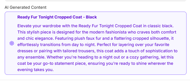 Generated Product Description Example