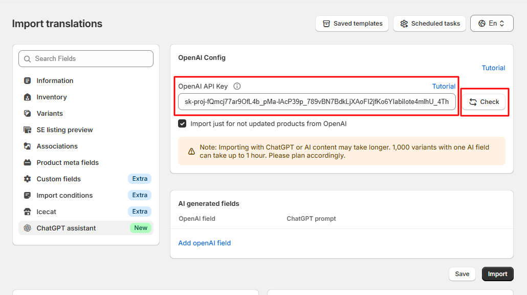 OpenAI Config Section