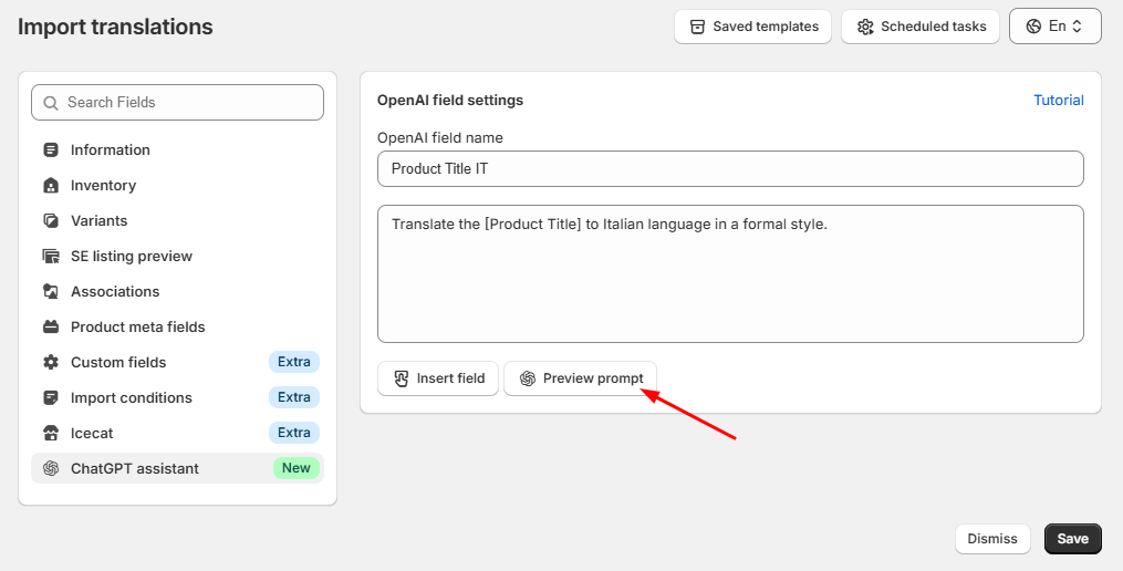 ChatGPT Preview Button