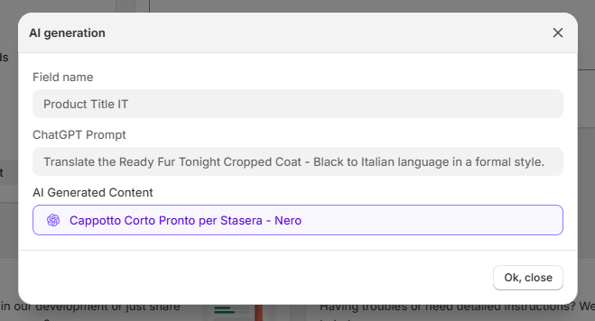 Generated Translation Example