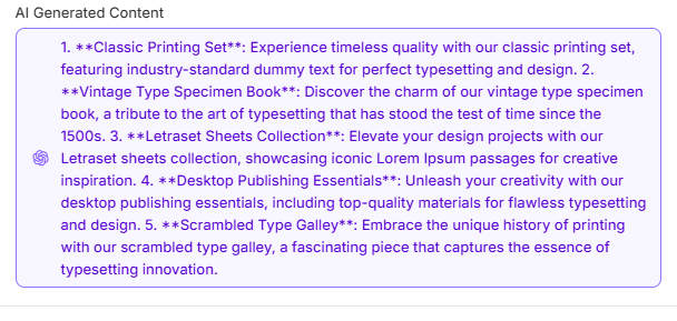 Generated Meta Description Example