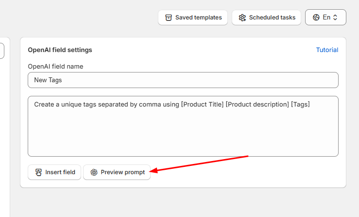 Preview Generated Tags