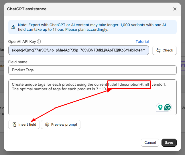 Using Field Shortcodes