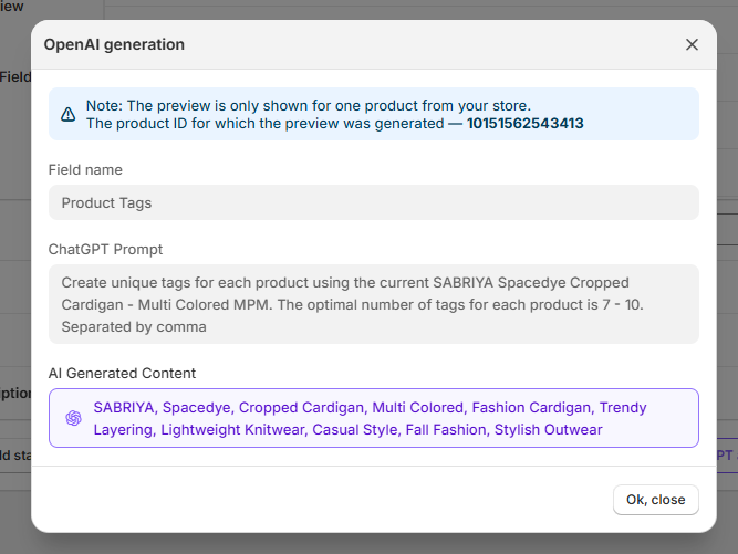 Generated Tags Example